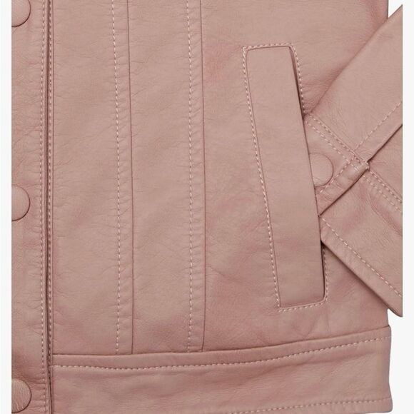 Urban Republic girls full leather ruffle jacket pink size 7/8 Stitch Fix NWT - Picture 4 of 7